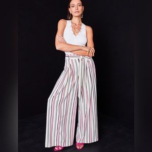 NWT White House Black Market Striped Wide-Leg Side-Zip Pants